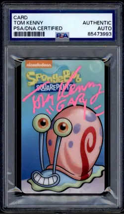 TOM KENNY SIGNED SPONGEBOB SQUAREPANTS DAVE DUSTERS COIN PUSHER GARY CARD PSA 93 - Image 1