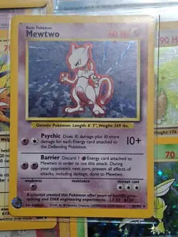 Pokemon TCG Mewtwo Base Set Holo Rare Card 10/102 LP NM Condition Very Clean - Image 1