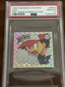 1999 Pokemon Artbox Series 1 Prism Sticker Ash Ketchum PSA 10 - Image 1