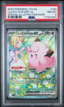 2025 POKEMON JTG EN-JOURNEY TOGETHER #184 LILLIE'S CLEFAIRY EX PSA 8 - Image 1
