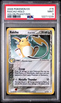 2006 POKEMON EX HOLON PHANTOMS #15 RAICHU-HOLO PSA 9 - Image 1