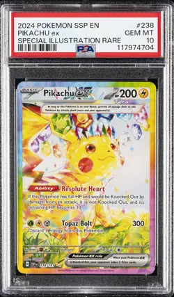 2024 POKEMON SSP EN-SURGING SPARKS SPECIAL ILLUSTRATION RARE PIKACHU EX PSA 10 - Image 1