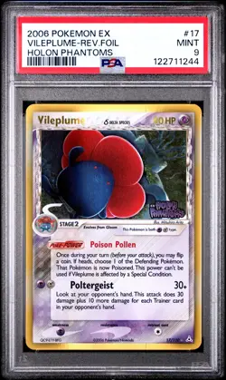 2006 POKEMON EX HOLON PHANTOMS #17 VILEPLUME-REVERSE FOIL PSA 9 - Image 1