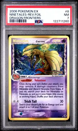2006 POKEMON EX DRAGON FRONTIERS #8 NINETALES-REVERSE FOIL PSA 7 - Image 1