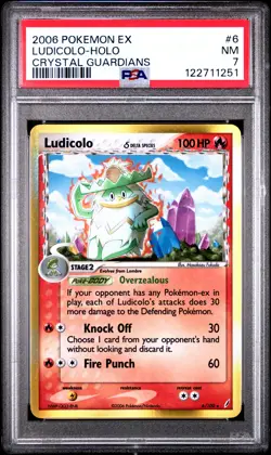 2006 POKEMON EX CRYSTAL GUARDIANS #6 LUDICOLO-HOLO PSA 7 - Image 1