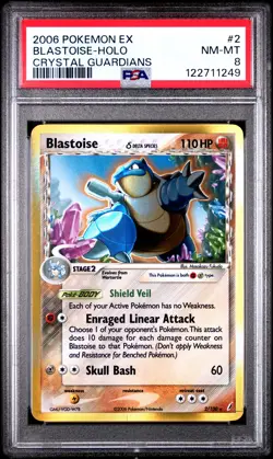 2006 POKEMON EX CRYSTAL GUARDIANS #2 BLASTOISE-HOLO PSA 8 - Image 1