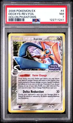 2006 POKEMON EX HOLON PHANTOMS #4 DEOXYS-REVERSE FOIL PSA 7 - Image 1