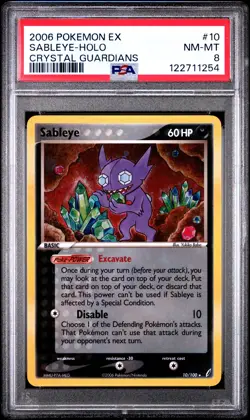 2006 POKEMON EX CRYSTAL GUARDIANS #10 SABLEYE-HOLO PSA 8 - Image 1