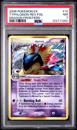 2006 POKEMON EX DRAGON FRONTIERS #12 TYPHLOSION-REVERSE FOIL PSA 7 - Image 1