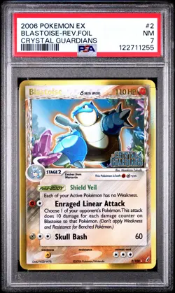 2006 POKEMON EX CRYSTAL GUARDIANS #2 BLASTOISE-REVERSE FOIL PSA 7 - Image 1