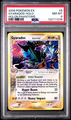 2006 POKEMON EX HOLON PHANTOMS #8 GYARADOS-HOLO PSA 8 - Image 1
