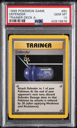 1999 POKEMON GAME TRAINER DECK A #80 DEFENDER PSA 10 - Image 1