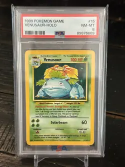 1999 POKEMON BASE SET UNLIMITED #15 VENUSAUR-HOLO PSA 8 - Image 1