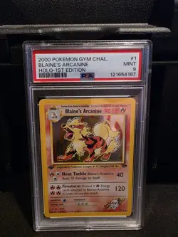 Pokemon Gym Challenge 1st Edition Blaine's Arcanine 1/132 PSA 9 - Image 1