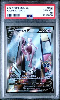 2022 POKEMON GO #072 FULL ART/MEWTWO V PSA 10 - Image 1