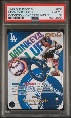 PSA 10 GEM MINT One Piece Los Angeles Dodgers Monkey D. Luffy Promo Card English - Image 1