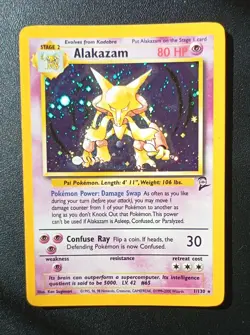 PoKeMoN POKEMON CARD ALAKAZAM BASE 2 SET RARE HOLO 1/130 - Image 1