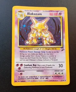 PoKeMoN POKEMON CARD ALAKAZAM BASE 2 SET RARE HOLO 1/130 - Image 3