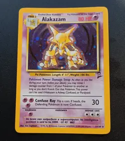 PoKeMoN POKEMON CARD ALAKAZAM BASE 2 SET RARE HOLO 1/130 - Image 4