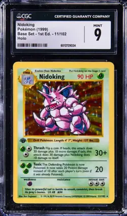 1999 Pokemon Card Base Set Shadowless 1st Edition Holo Rare Nidoking #11 CGC 9 - Image 1