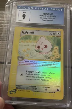 CGC 9 MINT Igglybuff Reverse Holo Skyridge Pokemon Card 67/144 Pop 6 E-reader - Image 1