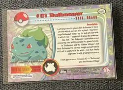Bulbasaur #01 Topps TV Animation Edition Black Label Pokemon Card - Image 2