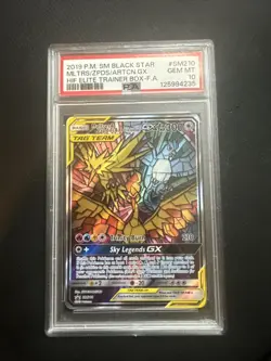 Moltres Zapdos Articuno SM210 GX Tag Team Hidden Fates Promo Card PSA 10 - Image 1