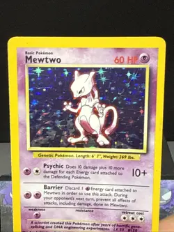 Pokemon Card Mewtwo 10/102 Holo Rare Base Set WOTC Light Play - Image 2