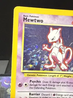 Pokemon Card Mewtwo 10/102 Holo Rare Base Set WOTC Light Play - Image 3
