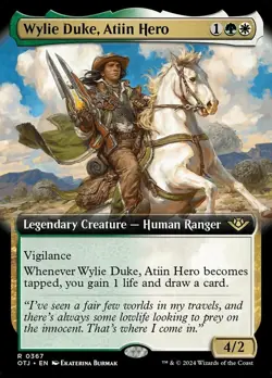 MTG Wylie Duke, Atiin Hero - Foil - Extended Art NM-Mint Outlaws of Thunder Jun - Image 1