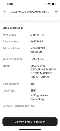 2023 MTG MAT Niv-Mizzet, Supreme - Halo Foil #219 PSA 10, PSA Pop 1 - Image 4