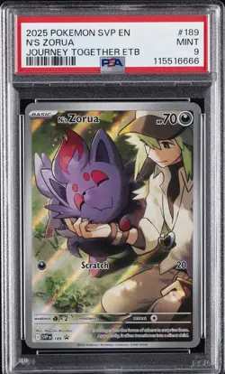 2025 POKEMON SVP EN-SV BLACK STAR PROMO #189 N'S ZORUA PSA 9 - Image 1