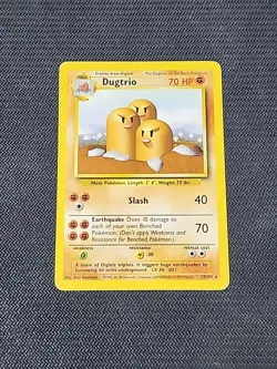 Pokemon Base Set "Dugtrio" 19/102 / Rare / Moderately Played - Image 1