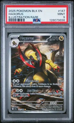 2025 POKEMON BLACK EN-BLACK BOLT ILLUSTRATION RARE #147 HAXORUS PSA 9 - Image 2