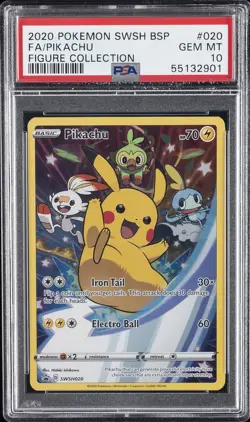 2020 POKEMON SWSH PROMO FIGURE COLLECTION #020 FULL ART/PIKACHU PSA 10 - Image 1
