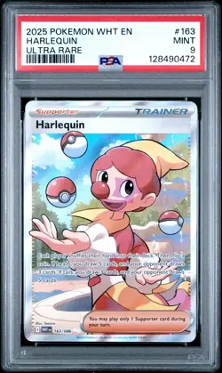 PSA MINT 9 - 2025 POKEMON WHT EN-WHITE FLARE ULTRA RARE 163 HARLEQUIN - Image 1