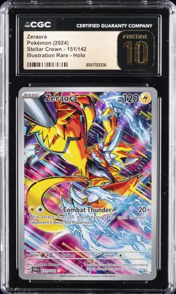 2024 POKEMON STELLAR CROWN ILLUSTRATION RARE HOLO #151 ZERAORA CGC 10 PRISTINE - Image 1