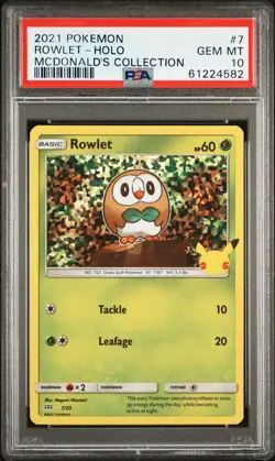 2021 POKEMON MCDONALD'S COLL #7 ROWLET-HOLO PSA 10 - Image 1