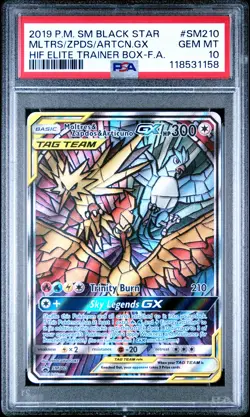 2019 POKEMON SM BLACK STAR PROMO FULL ART/MOLTRES & ZAPDOS & ARTICUNO GX PSA 10 - Image 1