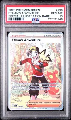 Pokemon TCG Ethan's Adventure SIR 236/182 Destined Rivals PSA 10 Gem Mint - Image 1