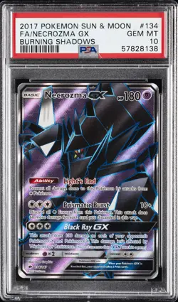2017 POKEMON SUN & MOON BURNING SHADOWS #134 FULL ART/NECROZMA GX PSA 10 - Image 1