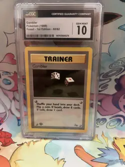 Gambler 60/62 - Fossil - 1st Ed. - Common - Pokemon Card TCG - MP - Image 1