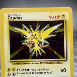 Zapdos 16/102 Holo Rare Pokemon Card Base Set Unlimited WOTC 1999 Vintage LP⚡ - Image 2