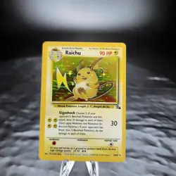 Raichu 14/62 Fossil Holo Pokemon Card WOTC Unlimited Vintage 1999 NM - Image 1