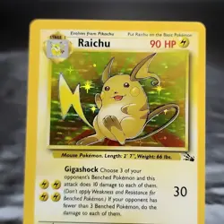 Raichu 14/62 Fossil Holo Pokemon Card WOTC Unlimited Vintage 1999 NM - Image 2