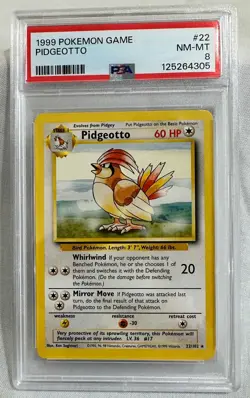 1999 Pokemon Base Set Unlimited PIDGEOTTO #22 PSA 8 NM-MT - Image 1