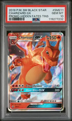 2019 POKEMON SM BLACK STAR PROMO HIDDEN FATES TINS #SM211 CHARIZARD GX PSA 10 - Image 1