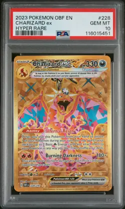 PSA 10 Charizard ex 228/197 Sv03: Obsidian Flames Gold Hyper Rare Pokemon 2023 - Image 1