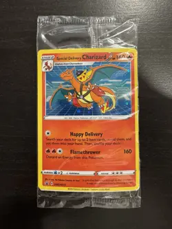 Pokemon SWSH075 Charizard Promo Holo Card Special Delivery, MINT, Sealed - Image 1