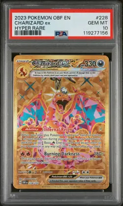 Pokemon TCG Charizard EX 228/197 Obsidian Flames Hyper Rare Gold GEM MINT PSA 10 - Image 1